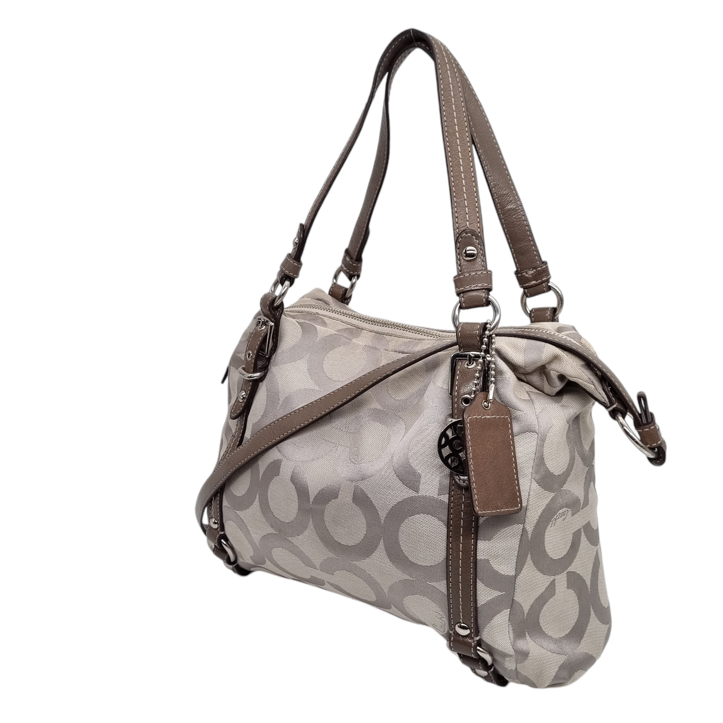 Coach Signature Canvas Shoulder Bag Grey Size 31x34