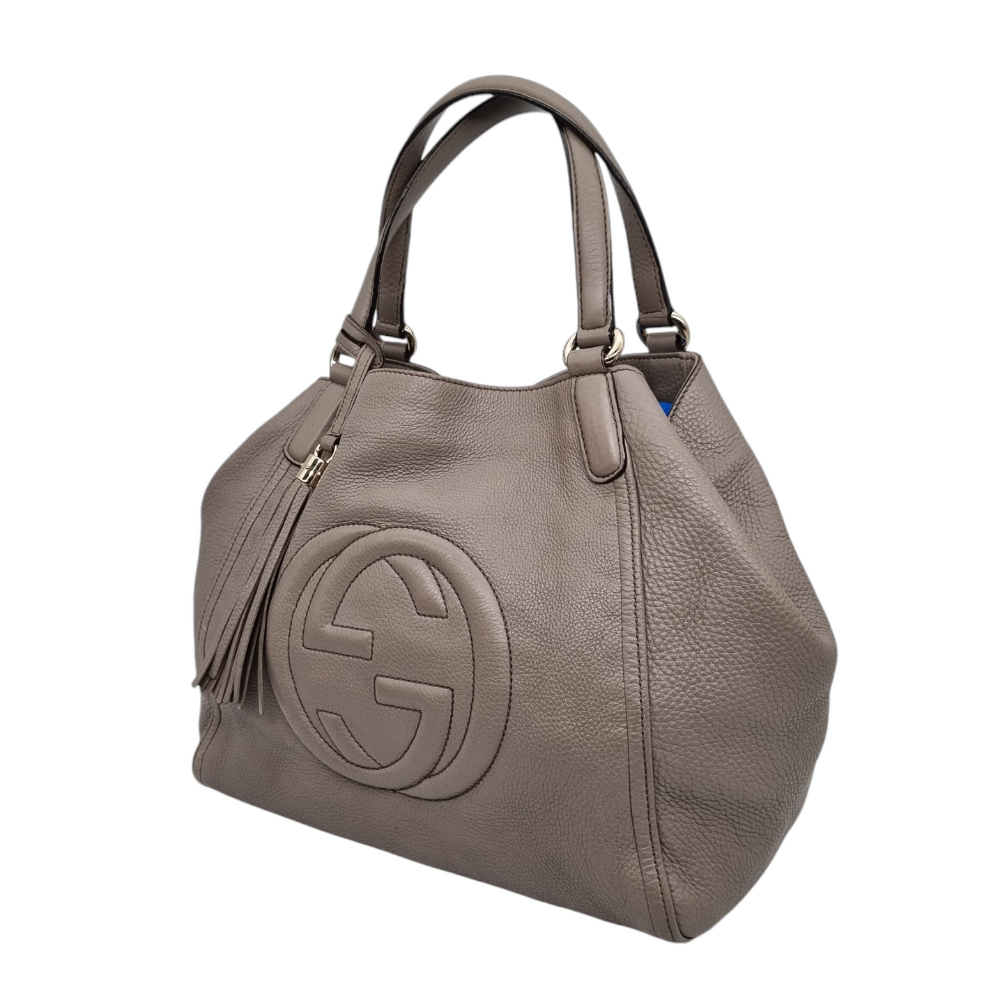 Gucci Soho Leather Shoulder Bag Grey Size 34x12x30