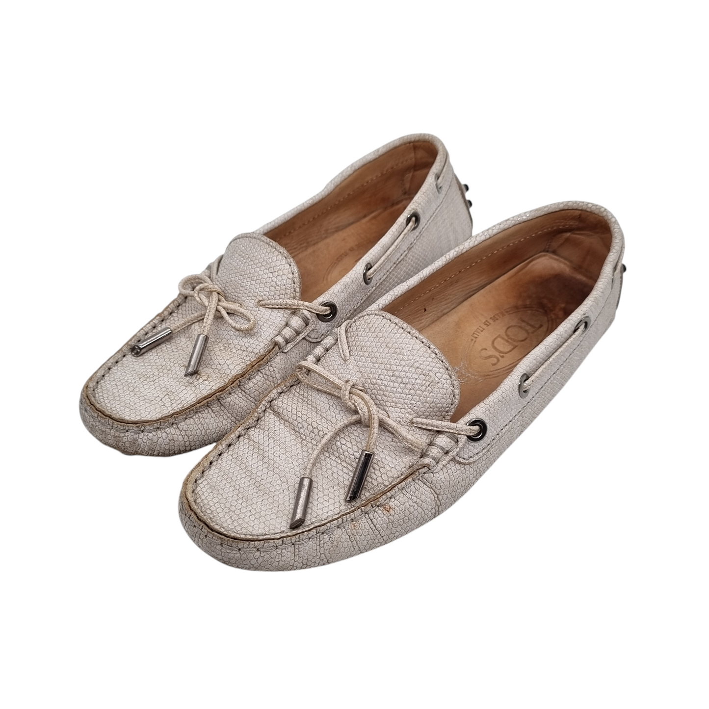 Tod's Gomino Loafers Light Grey Glitter Size 36/24