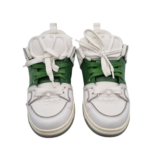 Valentino Garavani V Logo Open Skate Sneaker Fabric White Green Size 44/29,5