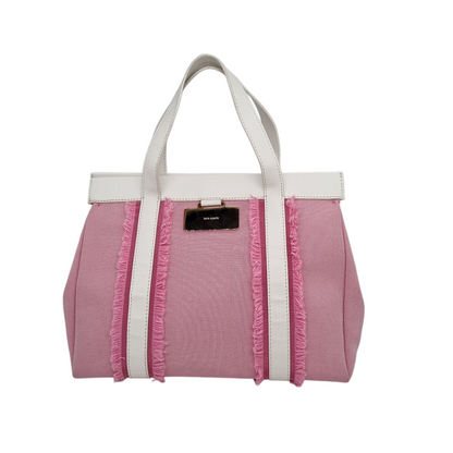 Kate Spade Pink White Canvas Handbag Size 30x16x23