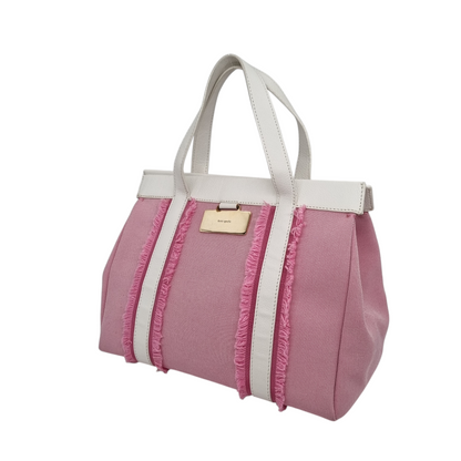 Kate Spade Pink White Canvas Handbag Size 30x16x23