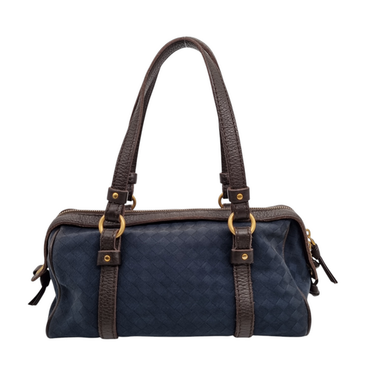 Bottega Veneta Vintage Mini Hand Bag Canvas Navy Size 25x12x13