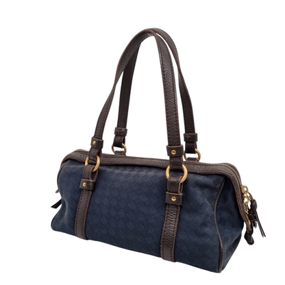 Bottega Veneta Vintage Mini Hand Bag Canvas Navy Size 25x12x13