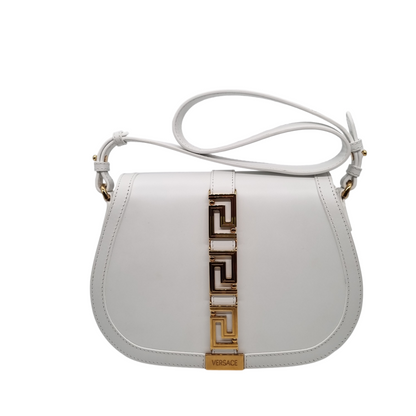 Versace Large Shoulder Calf Leather White Size 21x6x18