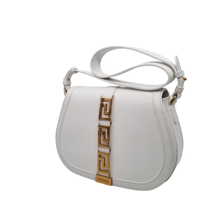 Versace Large Shoulder Calf Leather White Size 21x6x18