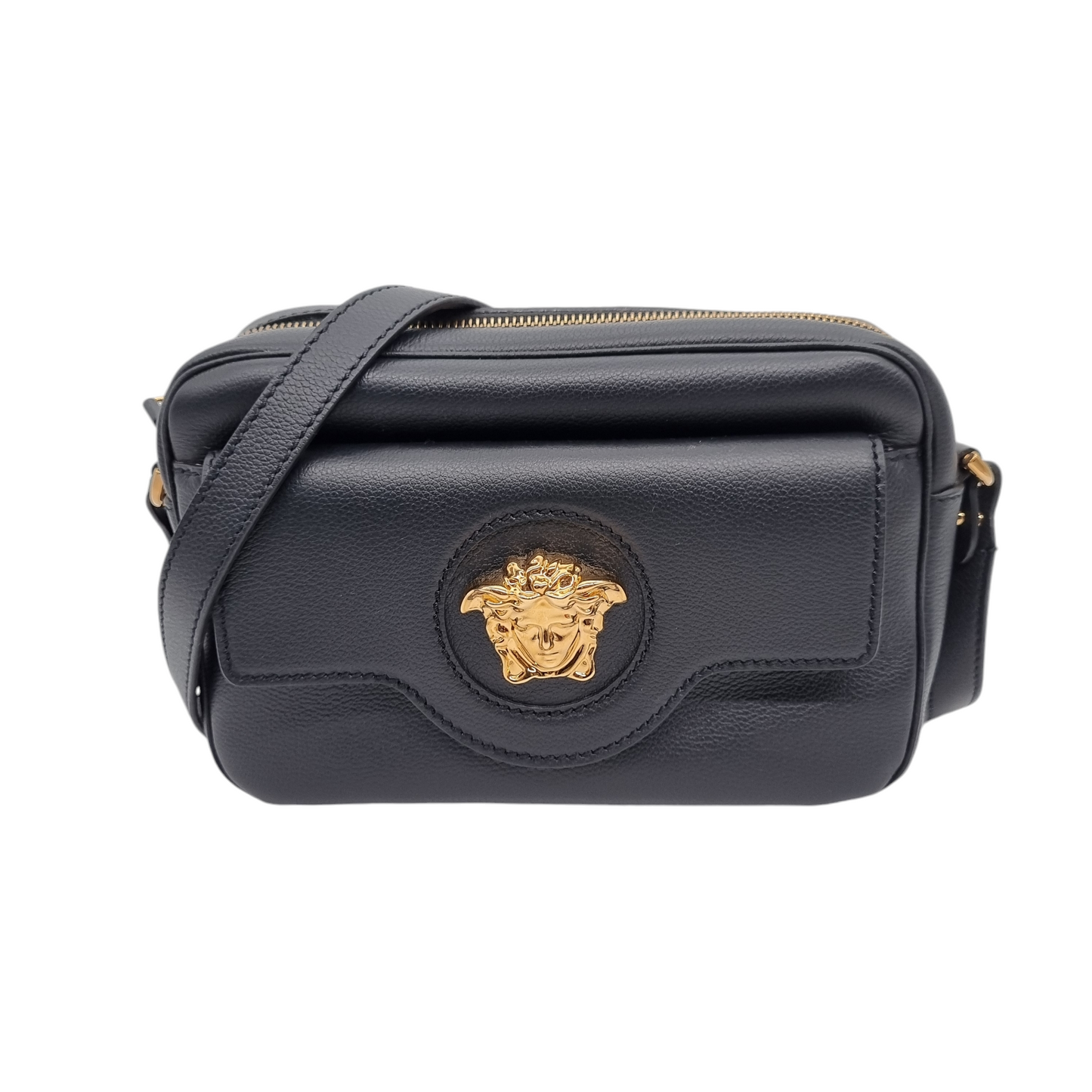 Versace Medium Shoulder Calf Leather Black Size 22x6x15