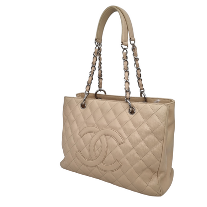 Chanel GST Beige Caviar GHW #12 Size 32x13x24