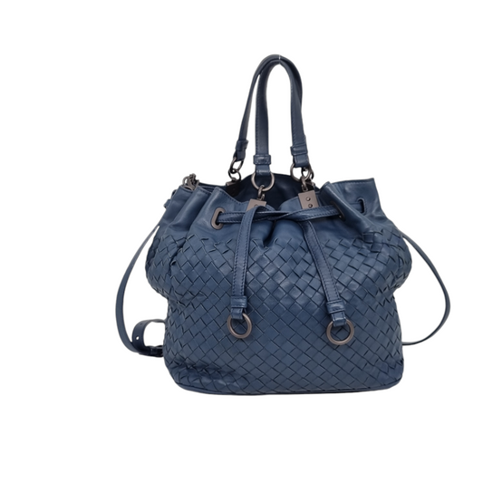 Bottega Veneta Intrecciato Bucket Bag Navy Size 24x15x23