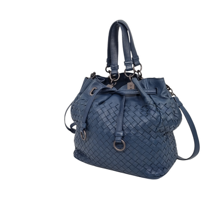 Bottega Veneta Intrecciato Bucket Bag Navy Size 24x15x23