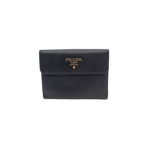 Prada Bifold Wallet Black Size 12x10