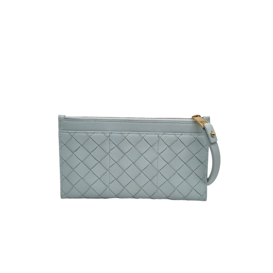 Bottega Veneta Card Case Intrecciato Nappa Turquoise Size 20x11 NEW