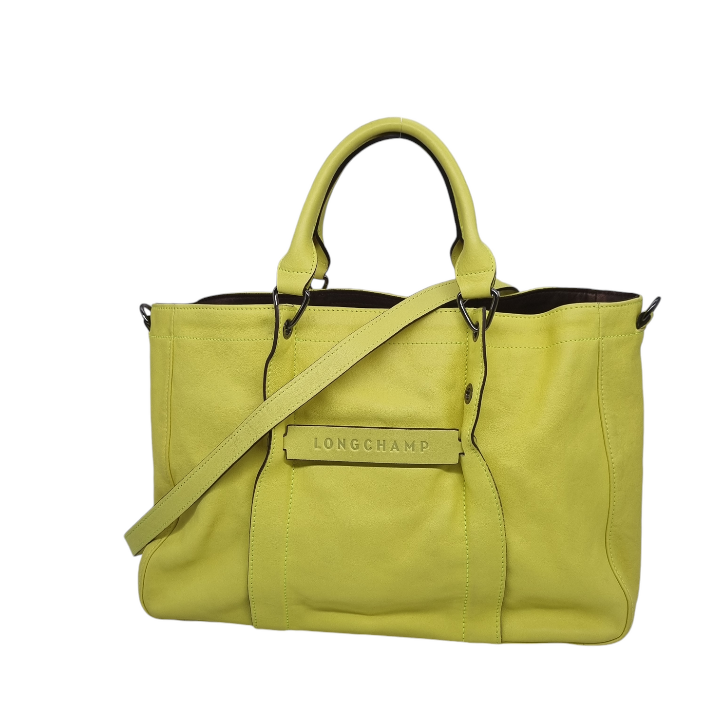 Longchamp 3D Leather Handbag Lime Size 36x11x26