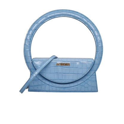 Jacquemus Le Sac Blue Rond Croco Embossed Size 24x7x13