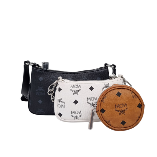MCM Small Crossbody Pouch Trio Visetos Multi Size 21x5x15