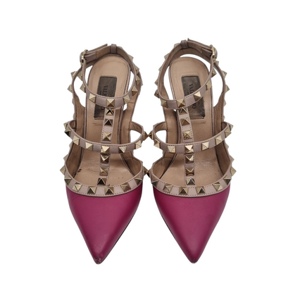 Valentino Garavani Rockstud Heels Maroon Size 35/23 dr ujung