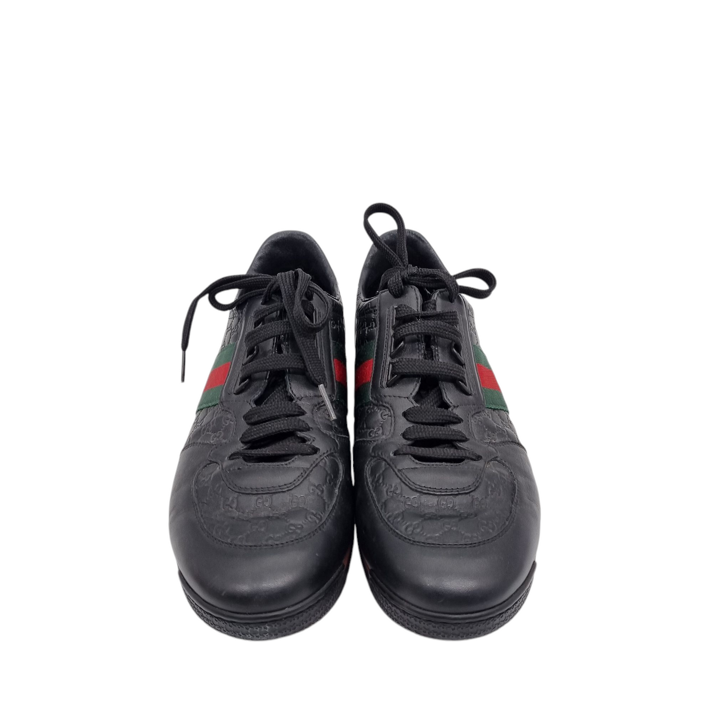 Gucci Lace Up Sneakers Web Black Size 7G/27