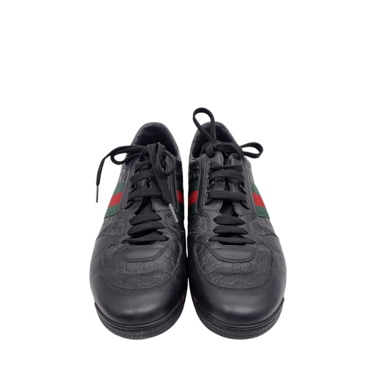 Gucci Lace Up Sneakers Web Black Size 7G/27