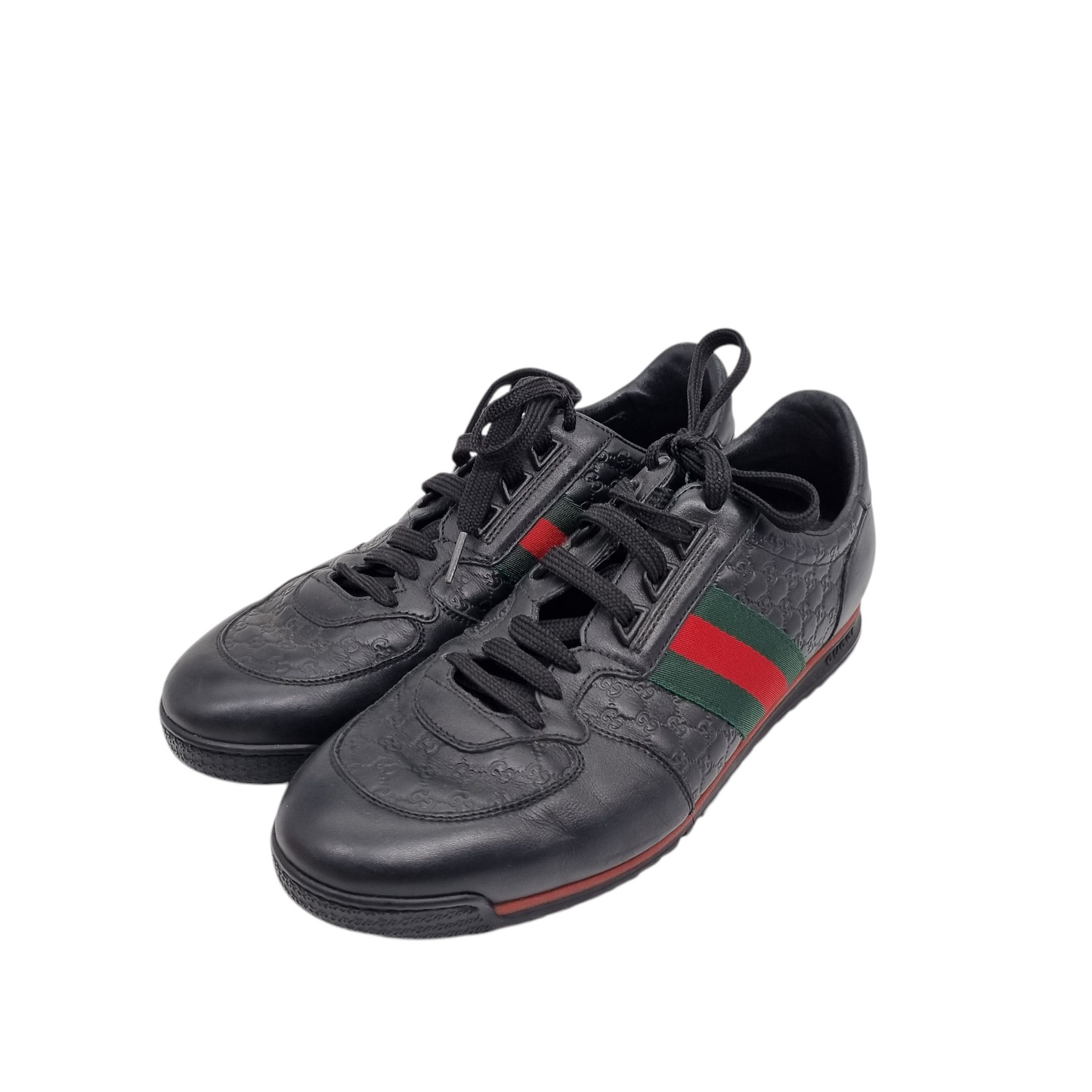 Gucci Lace Up Sneakers Web Black Size 7G/27