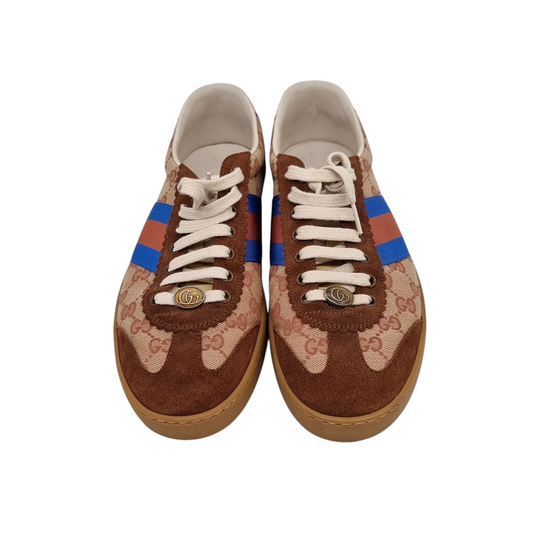 Gucci GG Web Sneakers Suede Brown Multi Size 9/28,5 cm