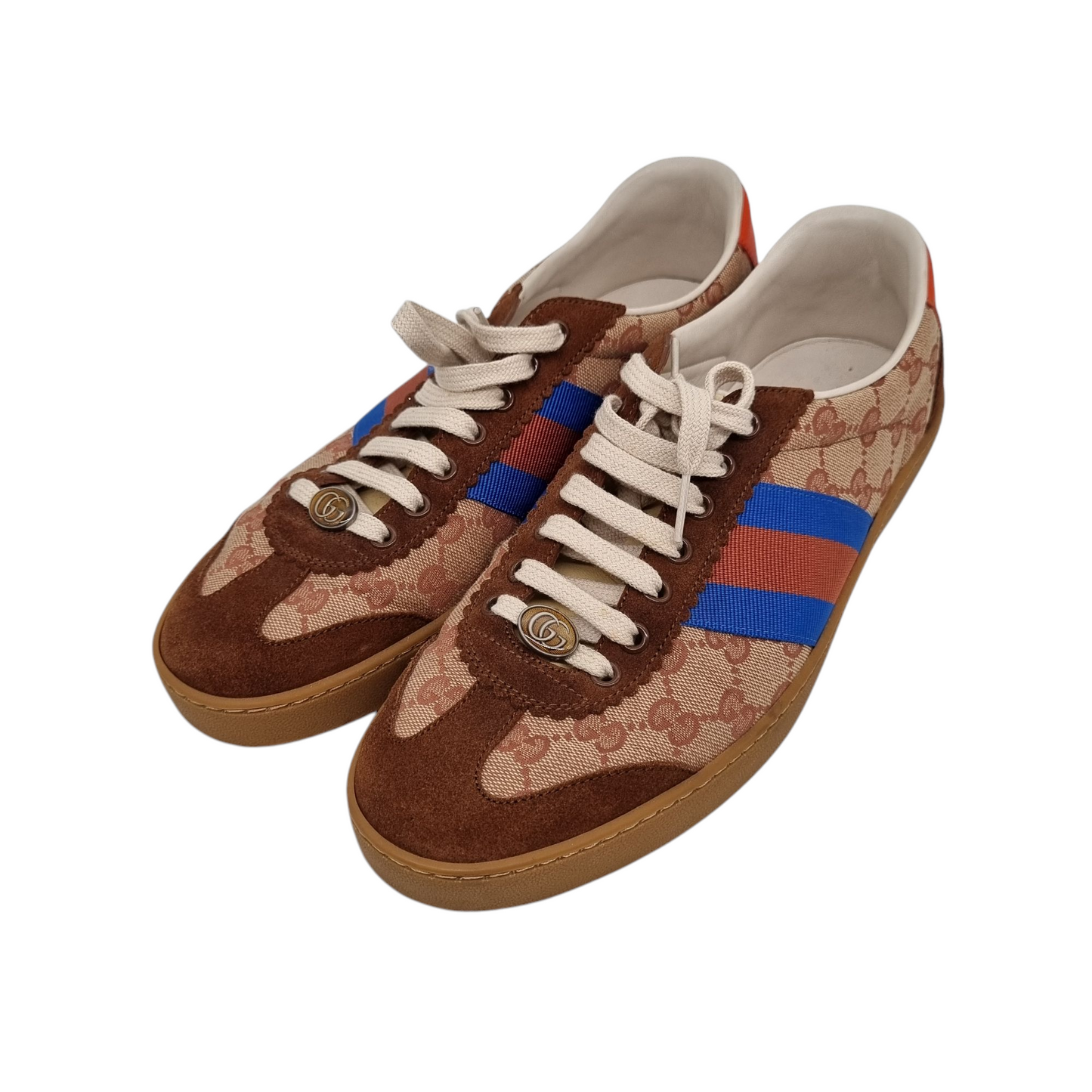 Gucci GG Web Sneakers Suede Brown Multi Size 9/28,5 cm