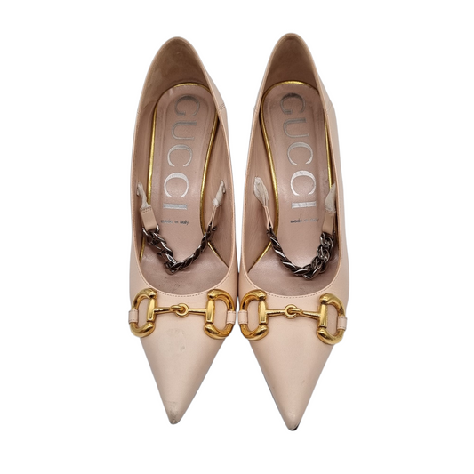 Gucci Horsebit Malaga Kid Skin Rose Size 39/27,5 (dari ujung lancip)