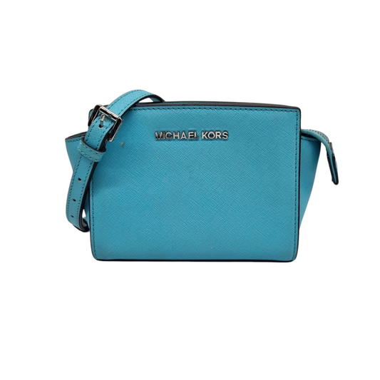 Michael Kors Selma Mini Leather Turquoise Size 18x8x13