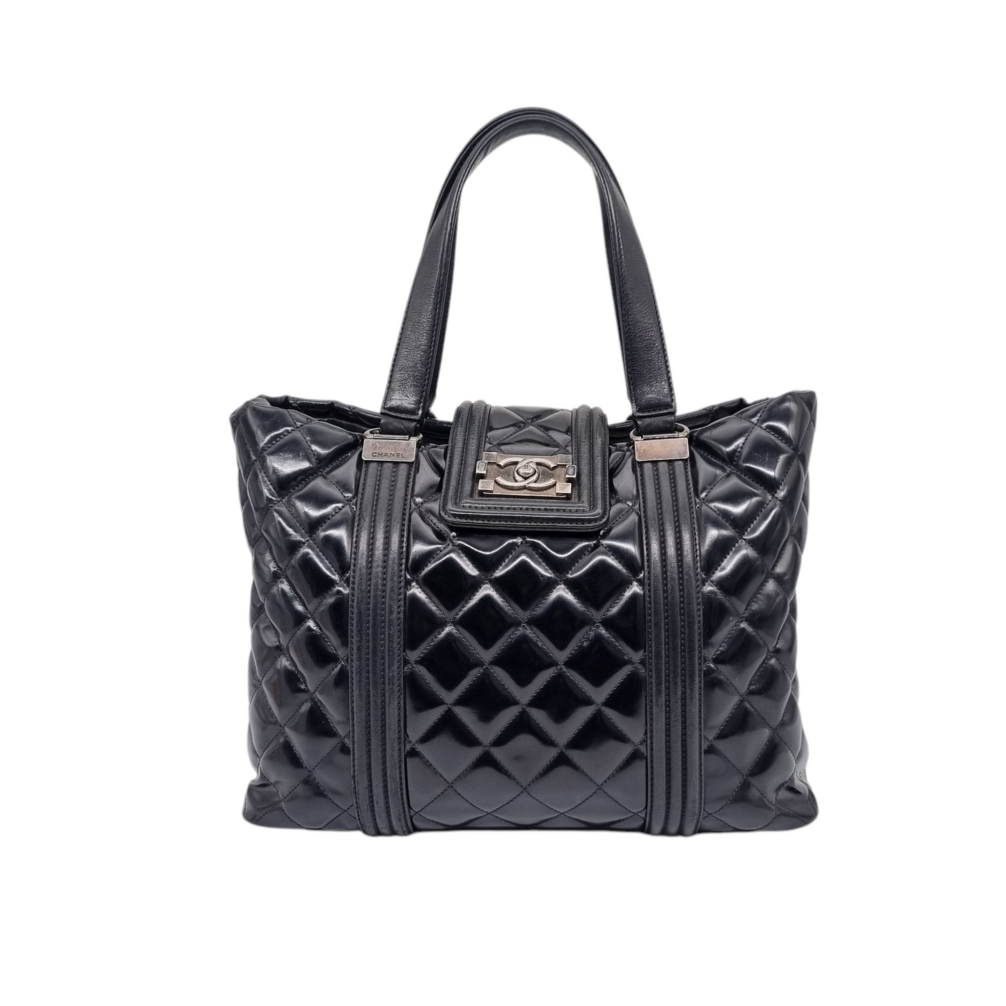 Chanel Boy Shopping Tote Patent Black #16 Size 33x12x25