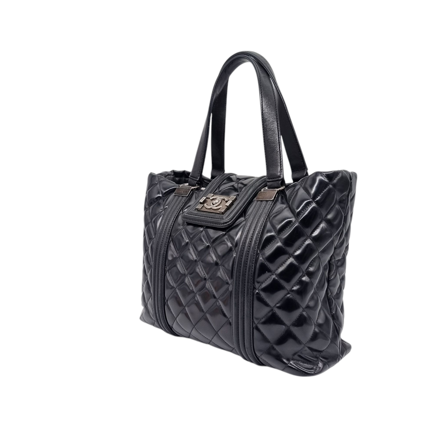 Chanel Boy Shopping Tote Patent Black #16 Size 33x12x25