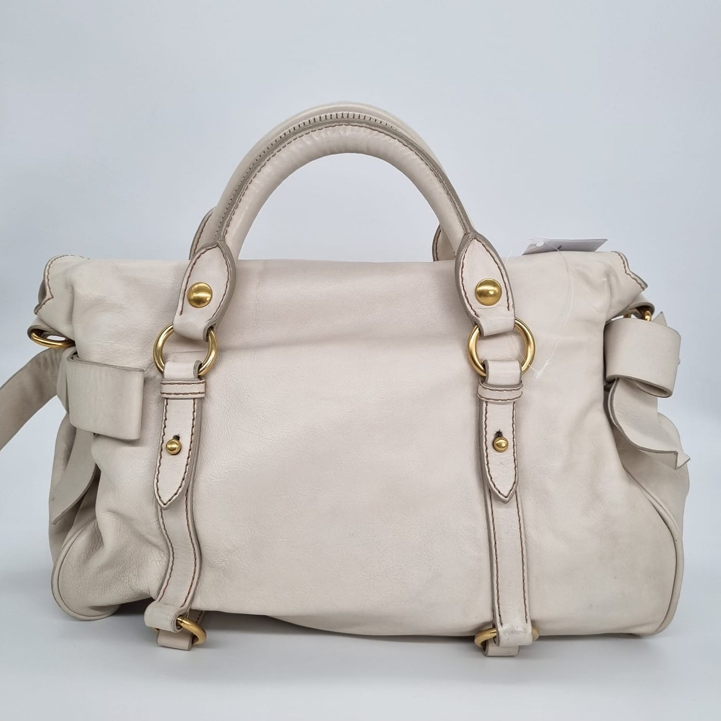 Miu Miu Bow Top Handle Ivory Size 34x17x24