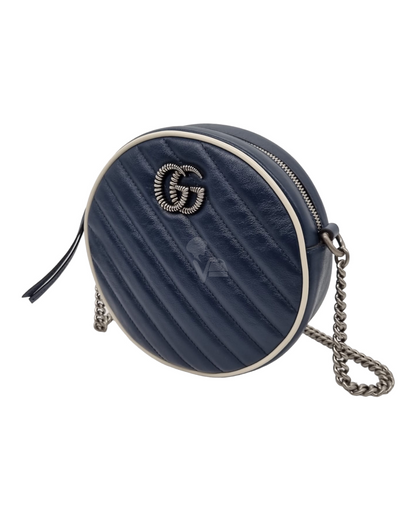 Gucci GG Marmont Round Bag Blue Size 17x6x18