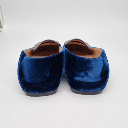 Sergio Rossi Loafer Blue Velvet Size 38/25