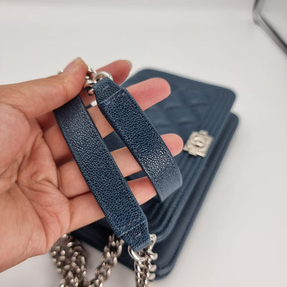 Chanel Boy Wallet On Chain Blue #28