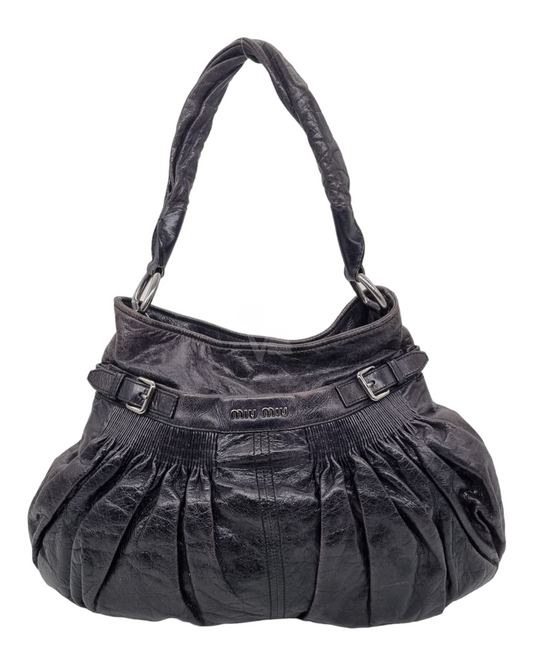 Miu Miu Hobo Bag Buckle Black Size 42x33