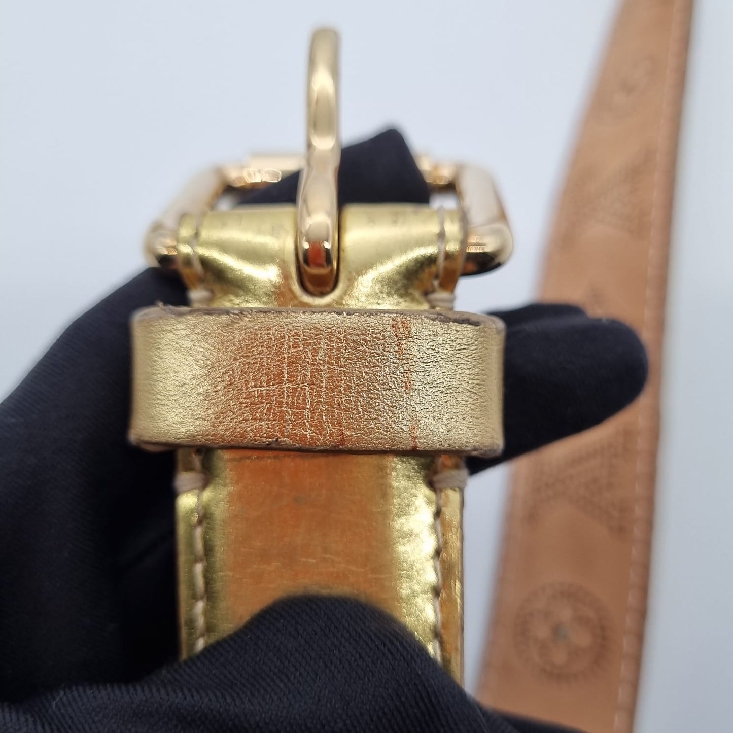 Louis Vuitton Belt Metallic Gold 2007 Size 90 P 97