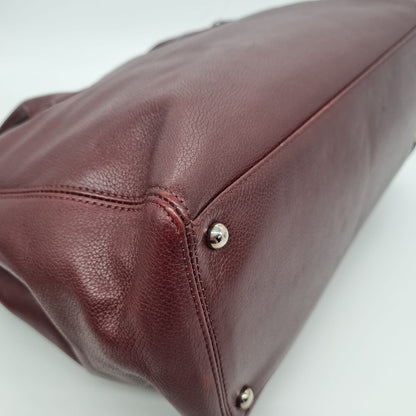 Chanel Cerf Executive Leather Handbag Burgundy #17