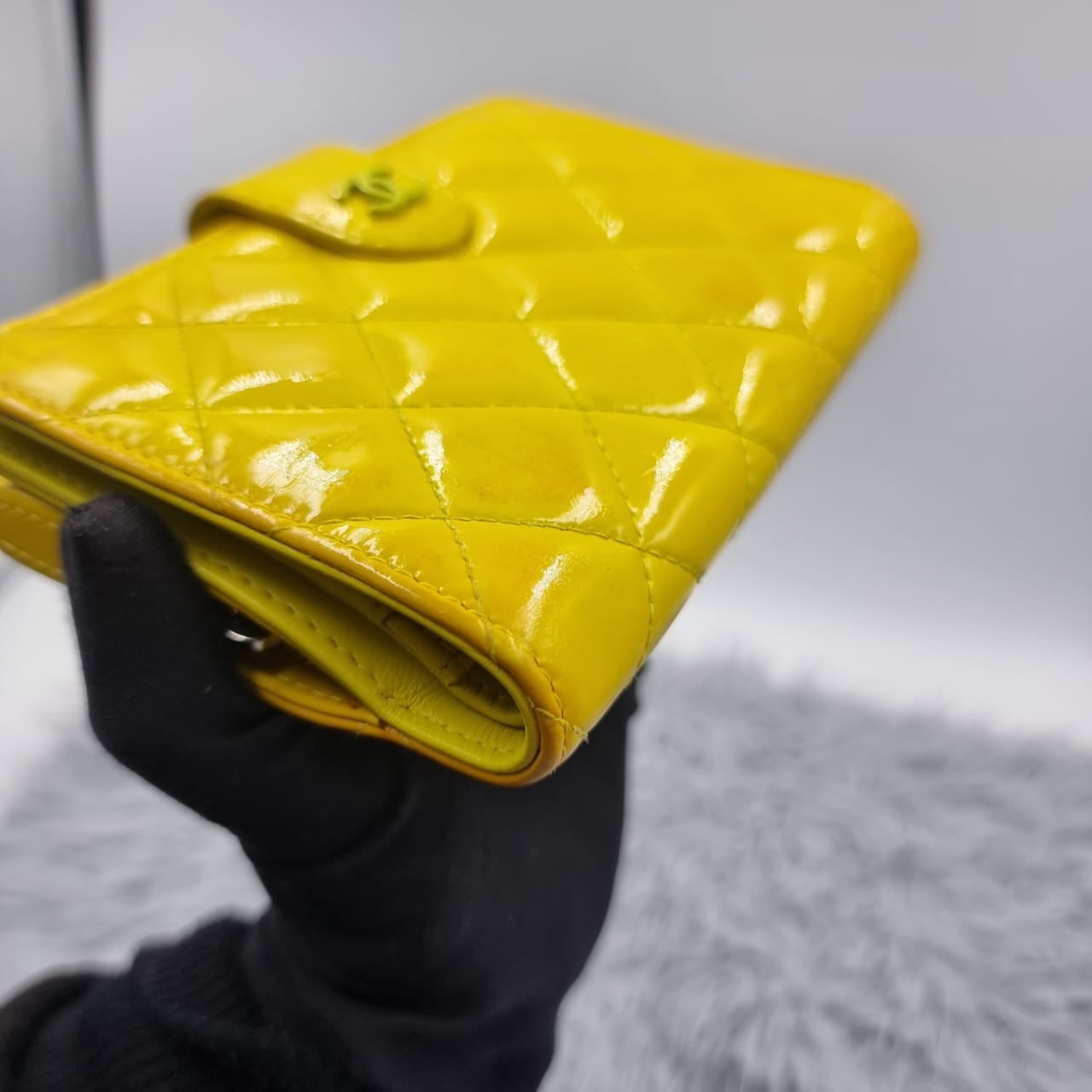 Chanel Bifold Yellow Pattent #16 Size 15x11