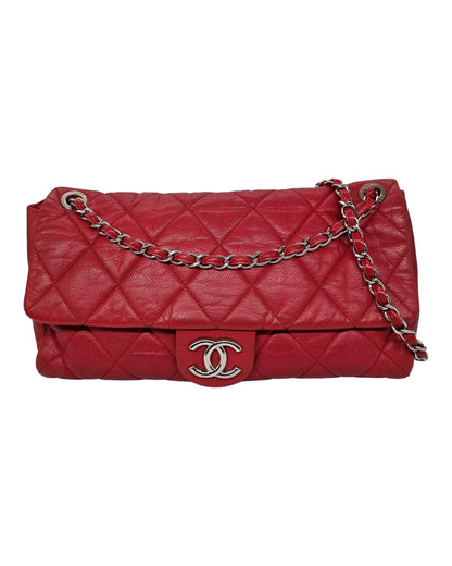 Chanel Glazed Caviar Nature Medium Flap Bag Red Size 38x8x18 #13