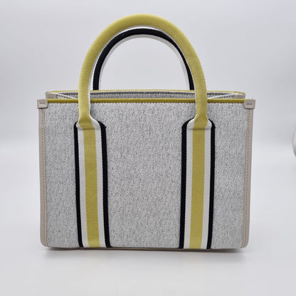 Furla Striped Tote Logo Canvas Grey NBU Size 25x8x20