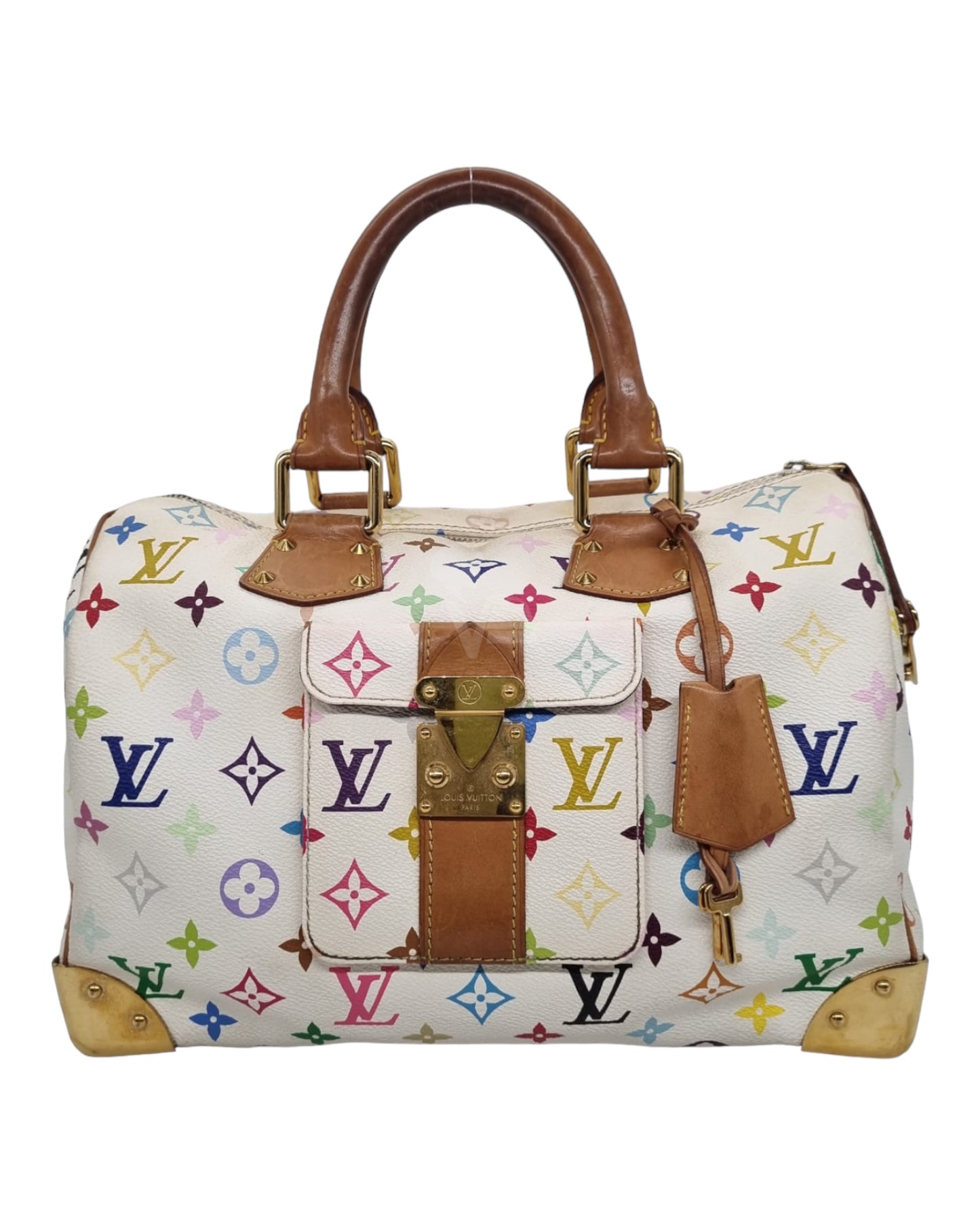 Louis Vuitton Speedy 30 White Takashi Murakami 2004 Size 30x16x25