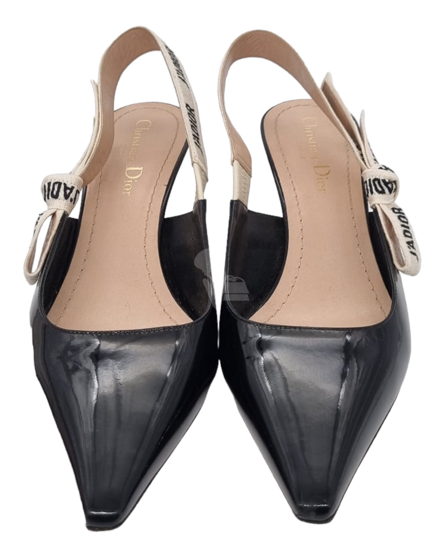 Dior J'Dior Slingback Pumps Patent Black Size 38/26