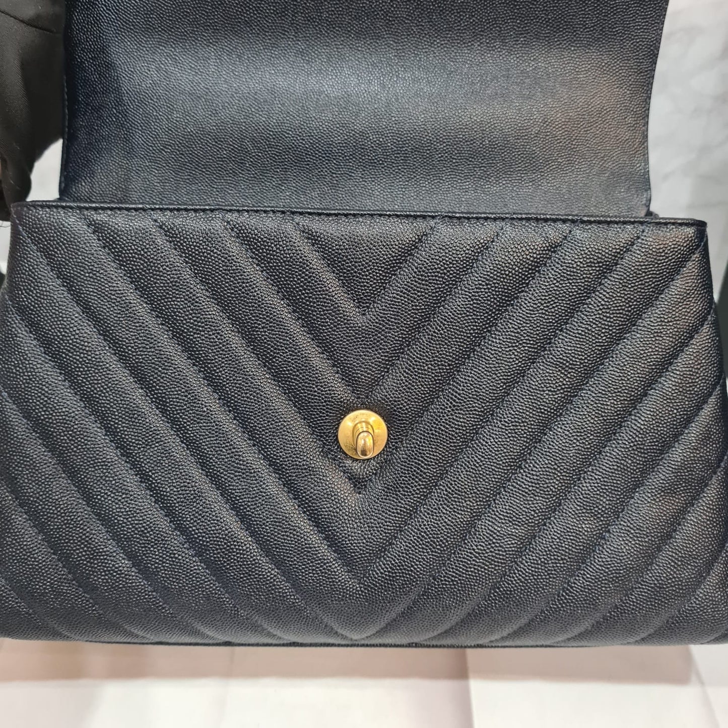 Chanel Coco Handle Chevron Caviar GHW Navy #26