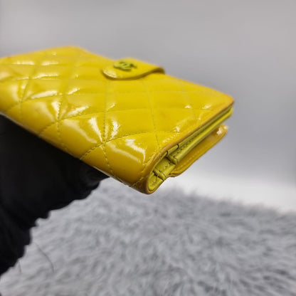 Chanel Bifold Yellow Pattent #16 Size 15x11