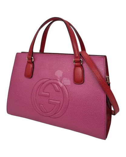 Gucci Soho Top Handle Pink Fuschia Red Size 32x10x22