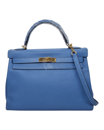 Hermes Kelly 32 Blue Paradise Togo GHW #R Size 32x10x24