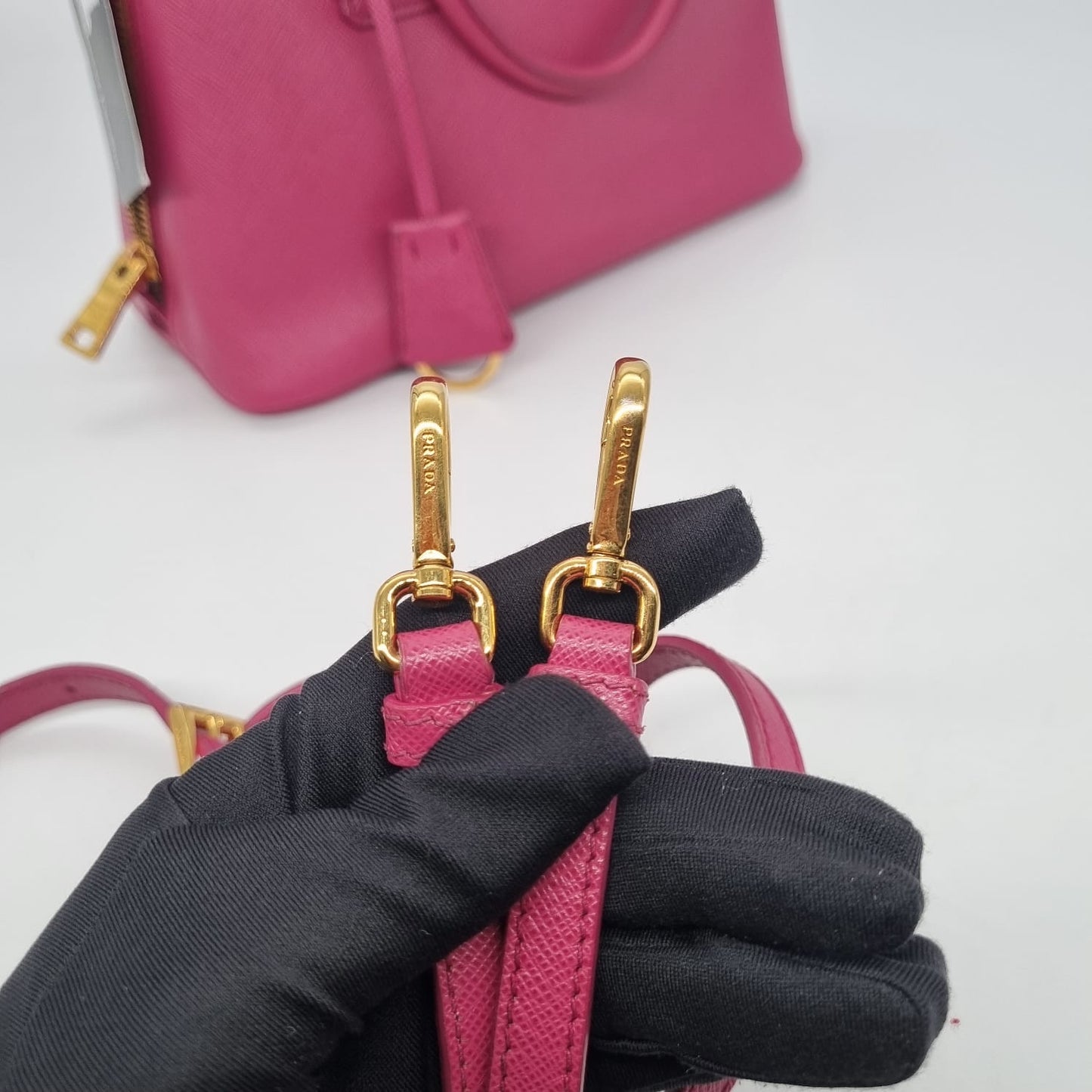 Prada Mini Saffiano Promenade Leather Bag Pink Fuschia Size 25x11x18