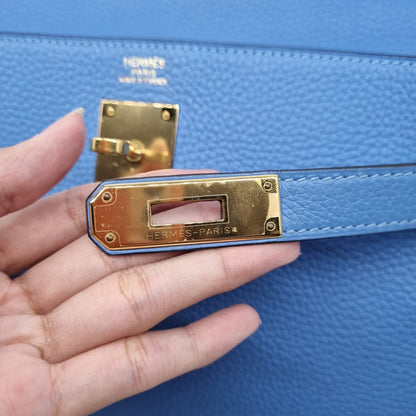 Hermes Kelly 32 Blue Paradise Togo GHW #R Size 32x10x24