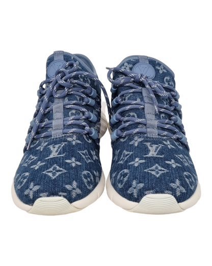 Louis Vuitton Sneakers Monogram Blue Denim Size 6/26 NEW