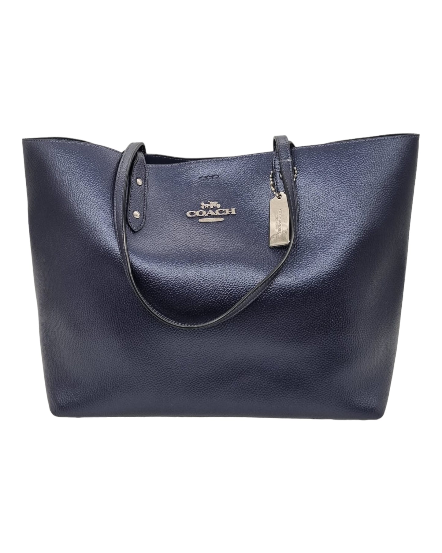 Coach Town Navy Metallic Tote Size 33x15x30