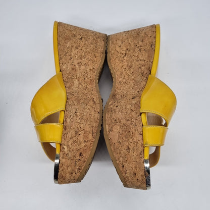 Jimmy Choo Yellow Patent Weadges size 38 / insole 24